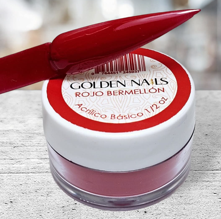 ACRILICO ROJO BERMELLON GOLDEN NAILS